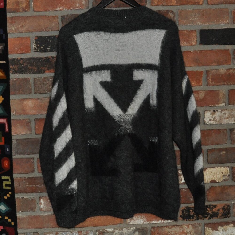 Main Label Off White Virgil Abloh Mohair Sweater Arrow Motif Intarsia Knitwear M